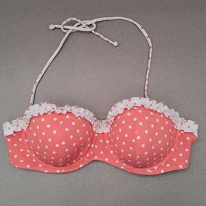 Victoria's Secret Coral Polka Dot Bikini Top 36C
